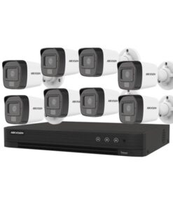 hikvision analog camera set 2 mp cylinder 8 units + 8 ch recorder, can listen to sound, color images 24 hours